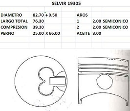 PISTONES 82.70mm MITSUBISHI 4D68T 0.50 (S/G)