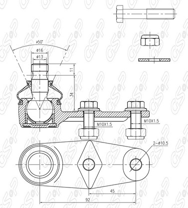 ROTULA INF RENAULT R9-11-19-CLIO 91 (10mm) AYD