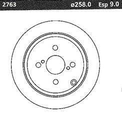 DISCO FRENO (258mm) TRA TOYOTA COROLLA 03