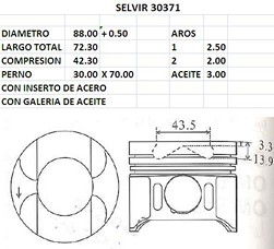 PISTON ( 88.00) OM611-2-3 0.50 CON AROS