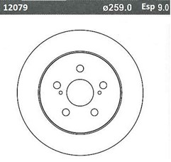 DISCO FRENO (259mm) TRA TOYOTA COROLLA D 08 BREME