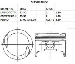 PISTONES 68.50mm GM SPARK 1.0 STD 4 CIL TIK