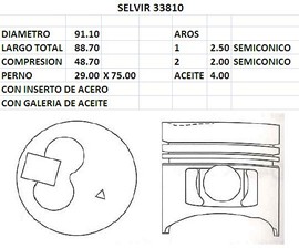 PISTONES 91.10mm HYU-MIT H1 2.5TCI STD T/C EUROS