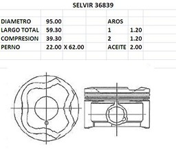 PISTONES 95mm TOYOTA HILUX 2.7 N STD 09