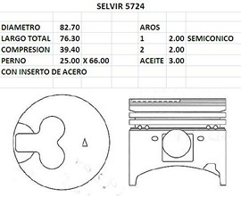 PISTONES 82.70mm MITSUBISHI 4D68 STD