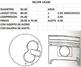 PISTONES 92mm TOYOTA HILUX (2LT II) STD