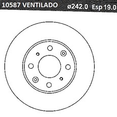 DISCO FRENO (242mm) DEL HONDA ACCORD 85