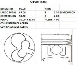 PISTONES 96mm NISSAN TD27T STD C/INSERTO Y GALE