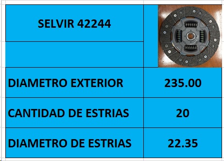 DISCO EMBR 235mm 20 EST HYUNDAI TUCSON 4WD WESTLAK