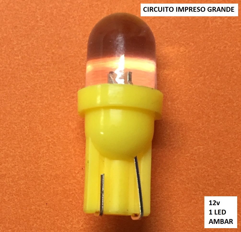LAMPARA 12V C/IMPRESO GRANDE 1 LED AMBAR