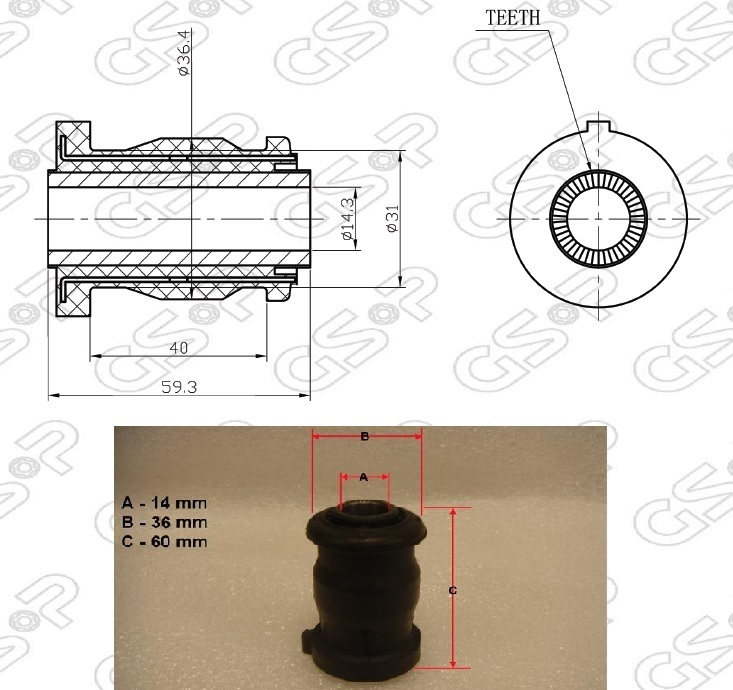 BUJE BASTIDOR INF TOYOTA COROLLA 03 GSP