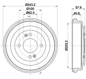 CAMPANA FRENO (203mm) TRA HYUNDAI ACCENT 07