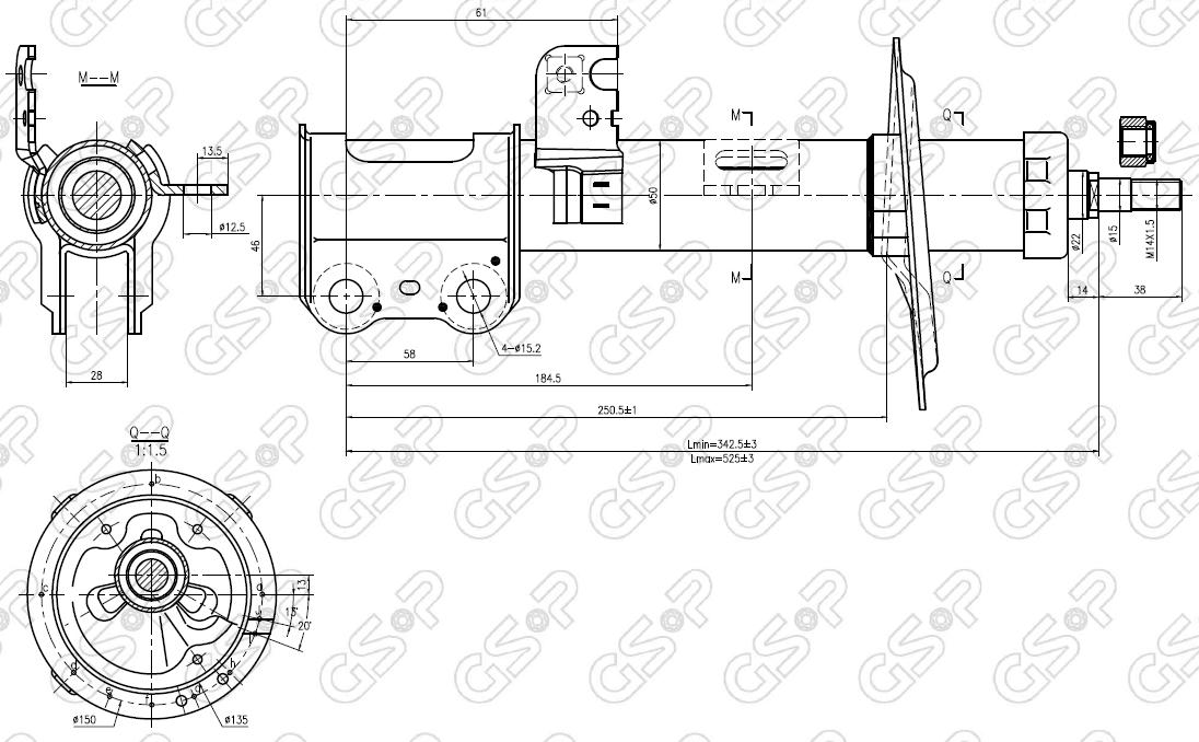 AMORTIGUADOR DEL IZQ TOYOTA COROLLA 03-07 BREME