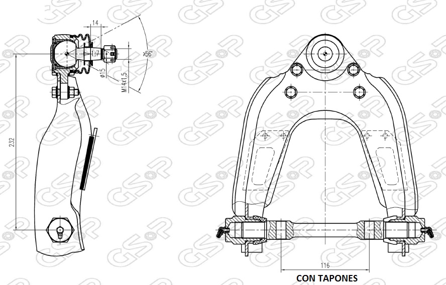 BASTIDOR SUP TOYOTA HILUX 85 CON EJE Y ROTULA GSP
