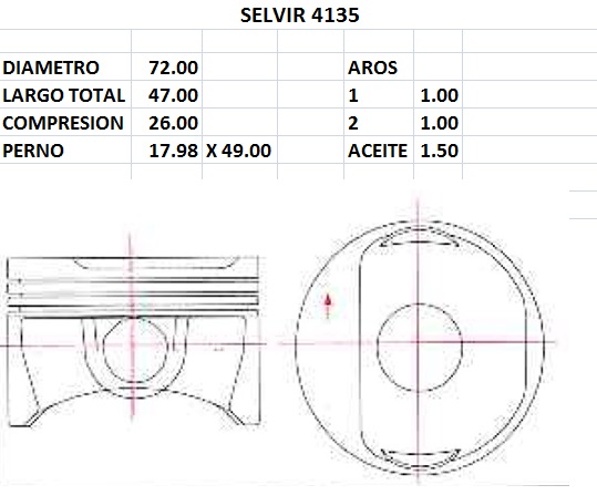 PISTONES 72mm FIAT 1.4 EVO FLEX UNO NOVO-STRA STD