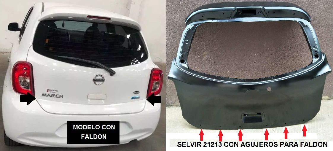 PORTON TRA NISSAN MARCH CON AGUJEROS PARA FALDON
