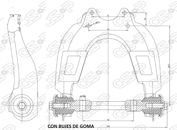 BASTIDOR SUP HILUX 91-GWM CON EJE SIN ROTULA