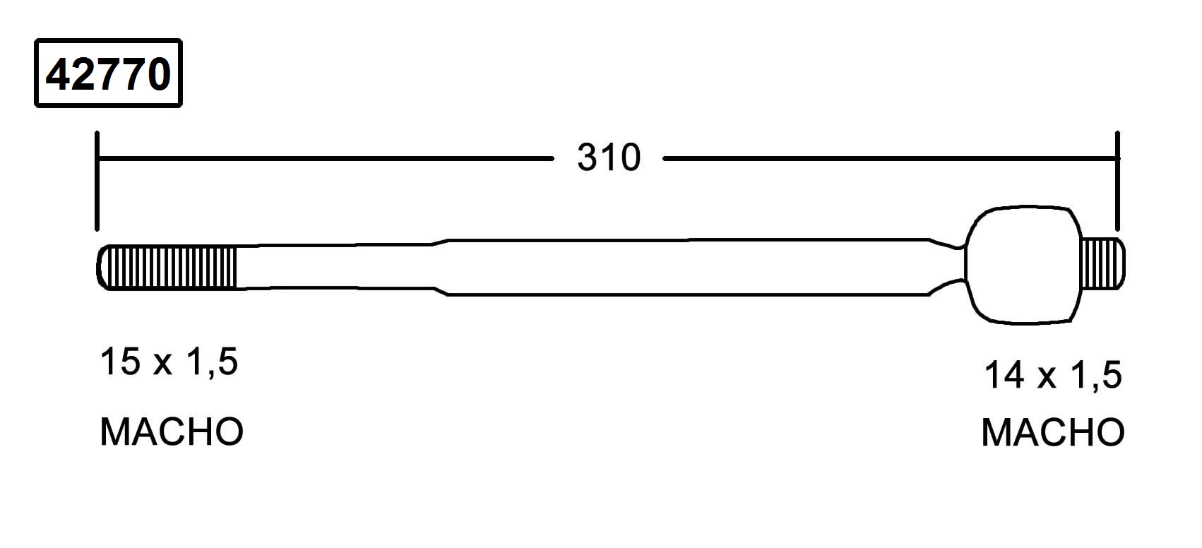 RACK END TOYOTA HILUX VIGO (310mm) CTR