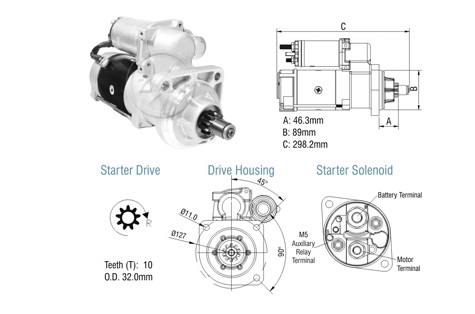 ARRANQUE 10D FORD-VW C/CUMMINS ISB ELECTRON. 12V