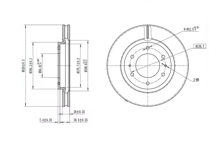 DISCO FRENO (320mm) DEL MITSUBISHI L200 VENTILADO