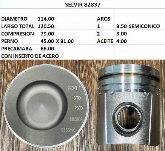 PISTON (114.00) C/AROS CUMMINS 6CT 8.3 STD (1CIL)